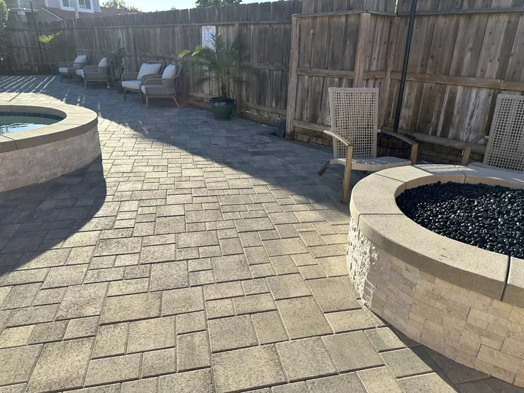 Custom paver patio and fire pit installation