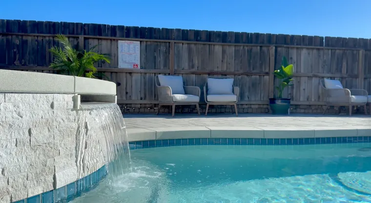 Custom pool water feature in Castaic, CA